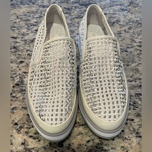 Donald J. Pliner Cream & Silver Woven Loafers/Sneakers size 7.5